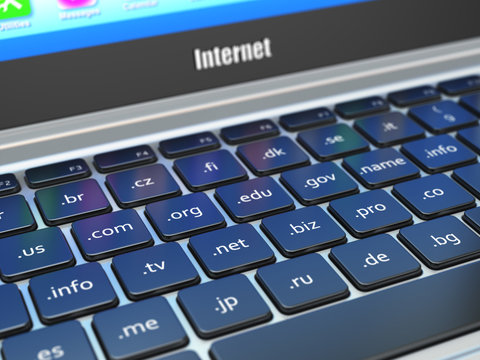Domain internet communication concept. Site addresses on buttons
