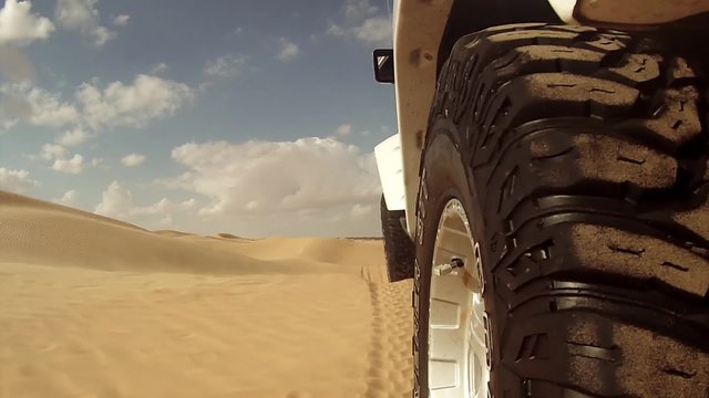 camera car in the sahara desert