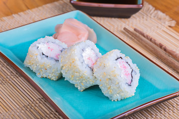 California maki sushi with crab meat