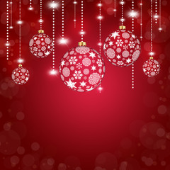 Abstract red background with christmas balls
