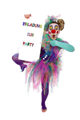 Clown lädt ein