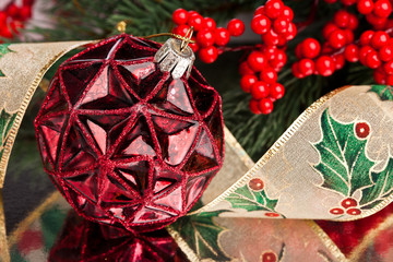Christmas decoration with european holly