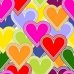 Seamless pattern with colorful hearts