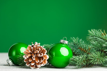 Christmas ball with green fir-tree