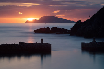 Ancient harbour sunset