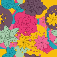 Gordijnen Floral flowers seamless pattern, background © happiestsim