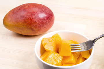 カットしたマンゴーの実