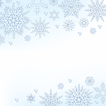 Light christmas new year winter snowflakes background.