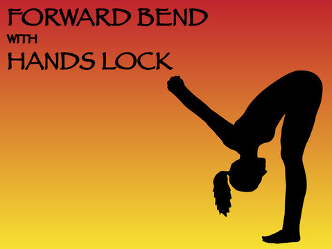 Yoga Woman Forward Bend With Hands Lock Pose