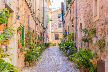 Fototapeta na wymiar View of an idyllic village alleyway at Spain 