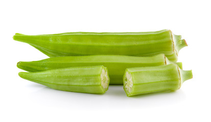 fresh okra or green roselle on white background