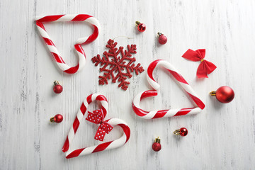 Christmas Candy Canes on table close-up