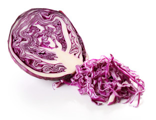 Fototapeta premium Cut red cabbage isolated on white
