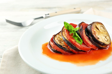 Ratatouille on plate, close-up