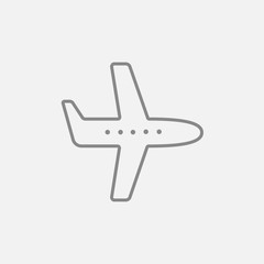 Flying airplane line icon.