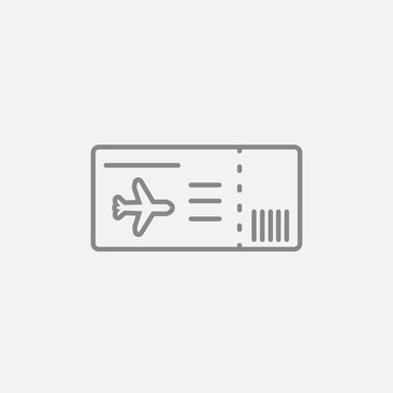 Flight ticket line icon.