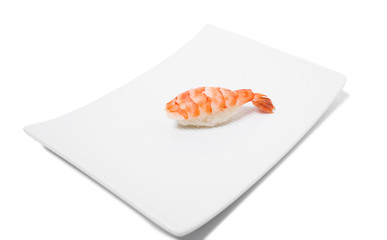 Traditional tiger shrimp nigiri sushi.