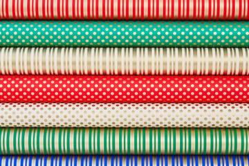 Colorful rolled paper for wrapping gifts