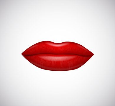 Hot red lips. Vector illustration.