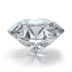 Picture diamond jewel on white background. Beautiful sparkling shining round shape emerald image...