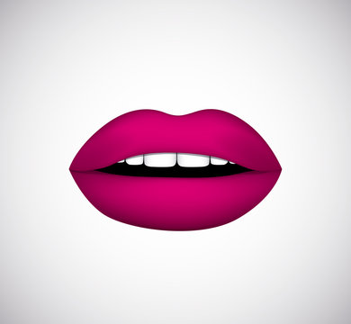 Hot pink lips. Vector illustration.