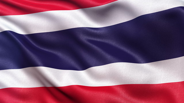 Realistic flag of Thailand waving in the wind. Seamless loop with highly detailed fabric texture.