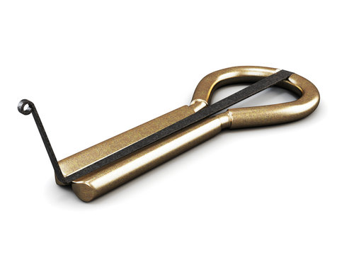 old jaw harp isolated on white background. 3d.