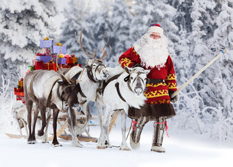 Santa Claus and his reindeer 