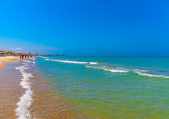 a tropical beach near Kardamaina village at Kos island in Greece