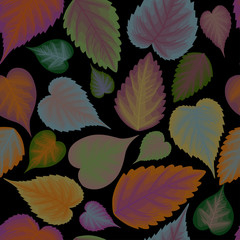Seamless background from colorful leaves