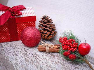 Fototapeta na wymiar Christmas Presents and Ornaments