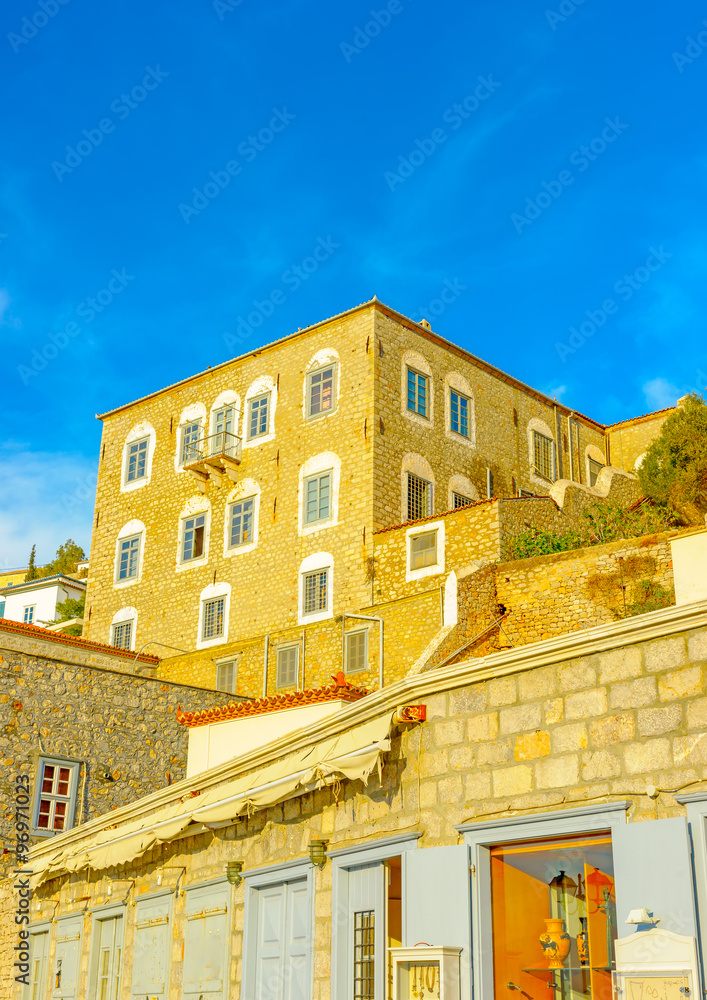 Wall mural at hydra island in greece