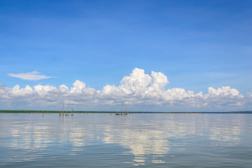 Naklejka na ściany i meble Beautiful Blue sky and cloud over the Gulf of thailand