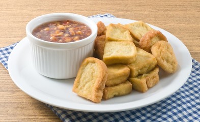 Fried Tofu Bubble Served With Sweet Spicy Sauce