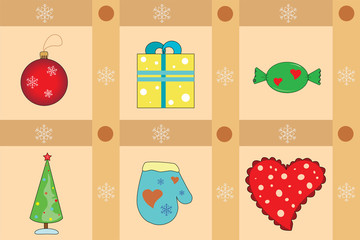 набор новогодних символов в детском стиле