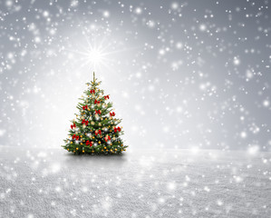 Fototapeta na wymiar Weihnachtsbaum mit Schneeflocken