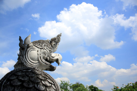 Garuda in blue
This picture was taken in Thailand . Garuda statue in front of the Thailand National Museum .