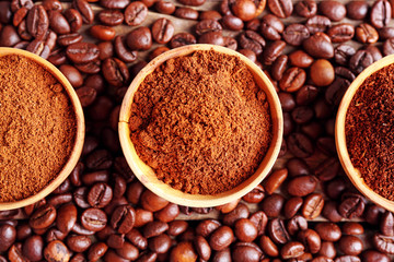 Collection of coffee, close up