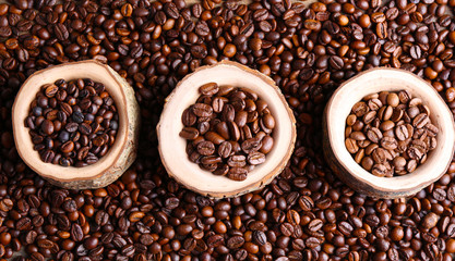 Collection of coffee beans, close up