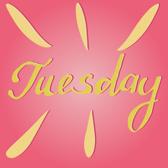 Vector text Tuesday in pink and yellow