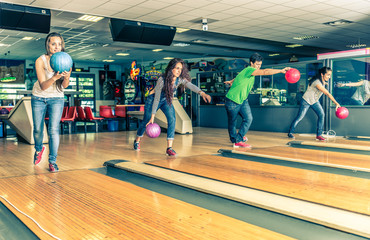 Friends at bowling