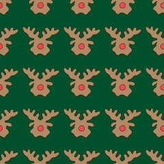 Christmas illustration. Deer head. Seamless pattern.
