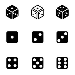 Vector black dice icon set. Dice Icon Object, Dice Icon Picture, Dice Icon Image - stock vector