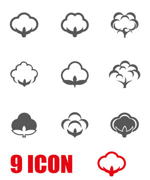 Vector grey cotton icon set. Cotton Icon Object, Cotton Icon Picture, Cotton Icon Image - stock vector