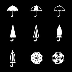 Vector white umbrella icon set. Umbrella Icon Object, Umbrella Icon Picture, Umbrella  Icon Image - stock vector