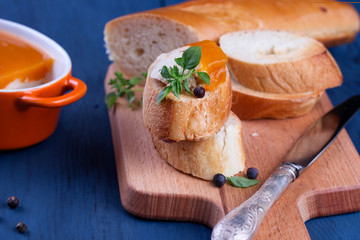 Homemade sandwiches with chicken pate