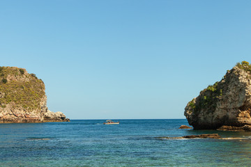 Naklejka premium Boat in Mediterranean sea.