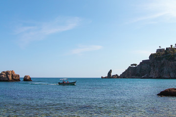 Boat in Mediterranean sea.