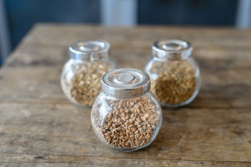 Close up of malt grains