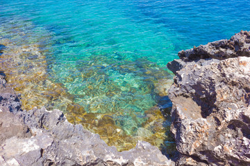 Rocky beach on a Cape Greco